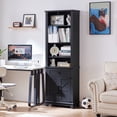thumbnail image 6 of 72" Tall Black Bookshelf, Farmhouse Modular Bookcase with 4-Tier Adjustable Shelves, Large Storage Cabinet for Home Office, Living Room, Set of 2, 6 of 9