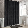 thumbnail image 5 of Black Boho Shower Curtain Modern Shabby Chic Chenille Tufted Chevron Textured Striped 72''x72'', 5 of 7