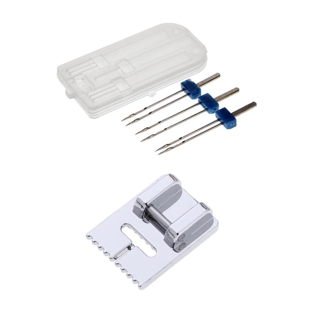 3x Pasador de Costura Doble Pie de Guía para de Costura, Material: Plástico, Acero Inoxidable Sunnimix Agujas dobles para máquina de coser