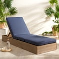 thumbnail image 3 of Safavieh Vincent Wood Outdoor Lounge Chair, Natural/Navy, 3 of 15