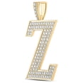 thumbnail image 2 of 10kt Yellow Gold Mens Round Diamond Z Initial Letter Charm Pendant 1-3/4 Cttw, 2 of 2