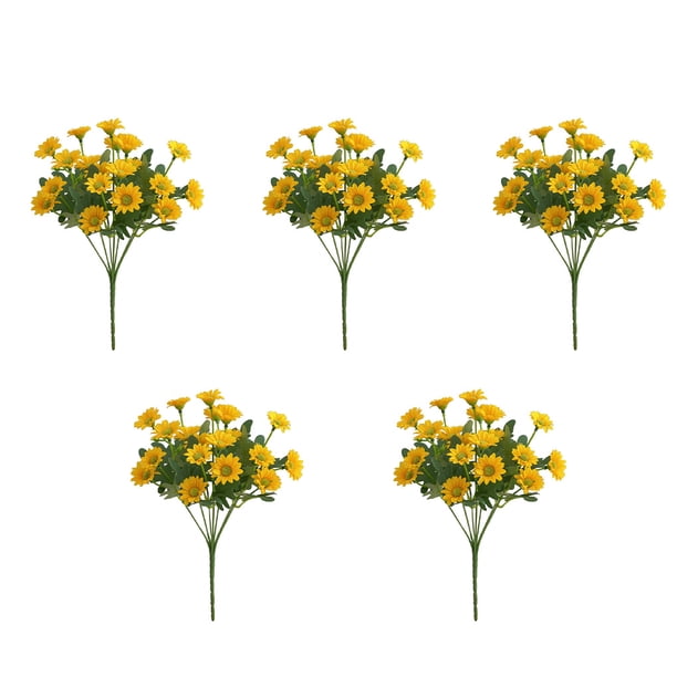 Flores artificiales Yuarrent 5 piezas de seda crisantemo decoración hogar jardín amarillo