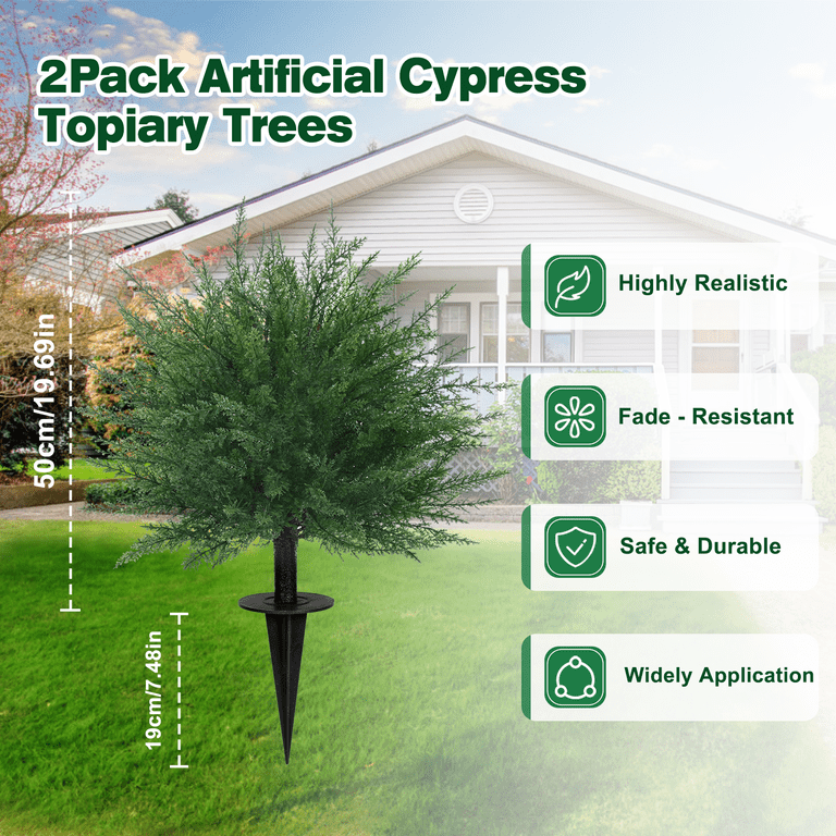 Waipfaru Set of 2 Artificial Cedar Topiary Trees, 24 Inch photo 7