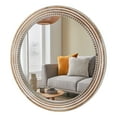 thumbnail image 6 of 23.62 Inch Rustic Wooden Round Mirror with Beads (White), Farmhouse Decor for Living Room, 6 of 9