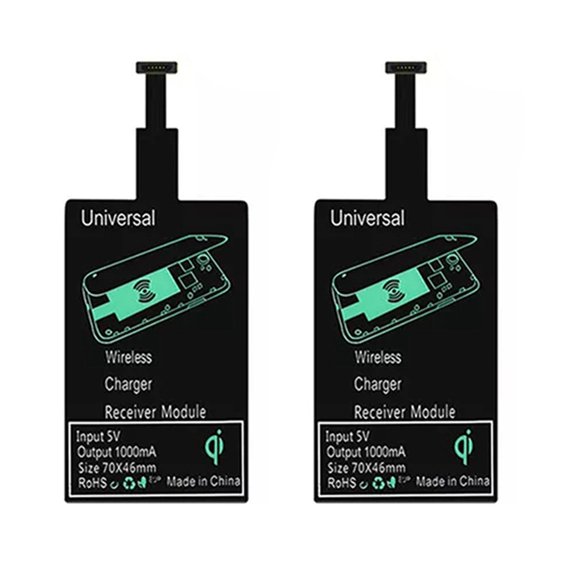 2X Receptor de Carga InaláMbrica Ligero Adaptador de Cargador InaláMbrico RáPido Universal (para Micro-USB A)