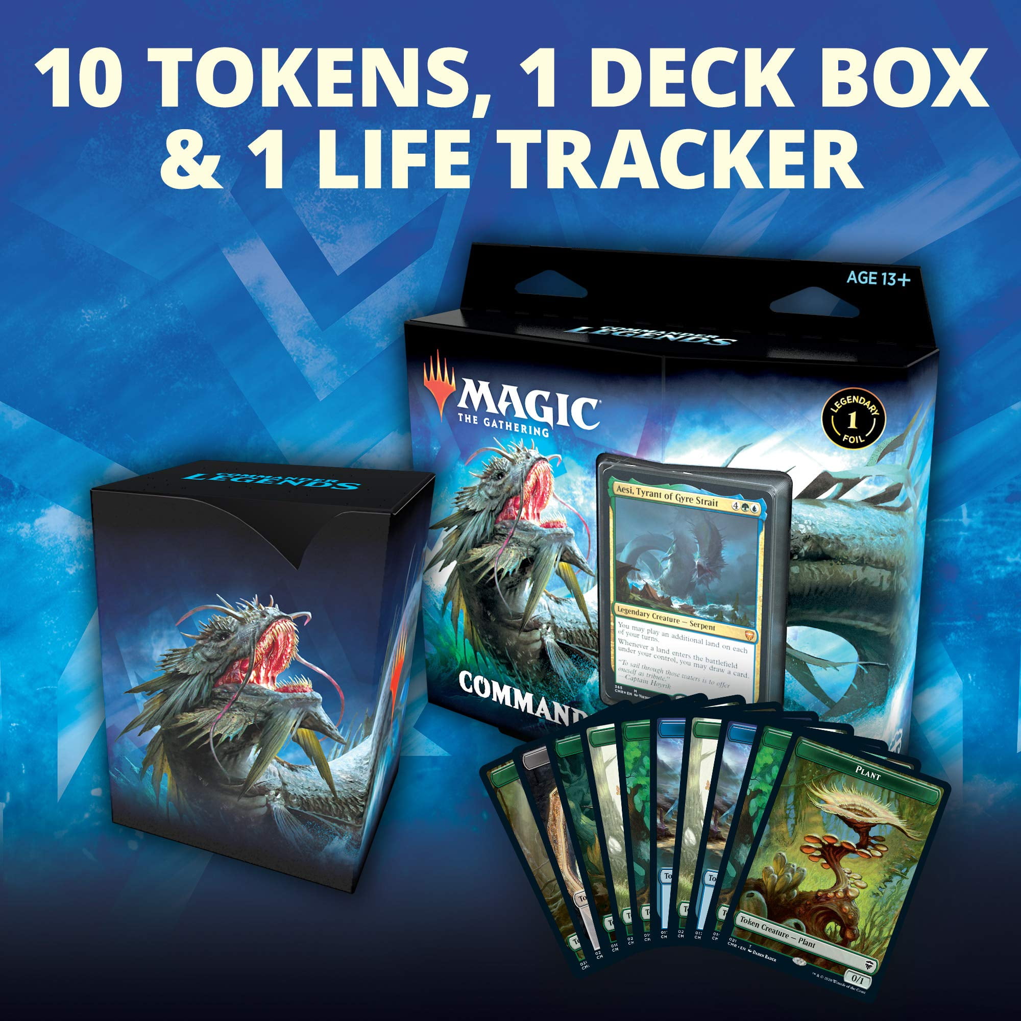 Magic: The Gathering Commander Legends Commander Deck - Reap the Tides | 100 Card Ready-to-Play Deck | 1 Foil Commander | Blue-Green