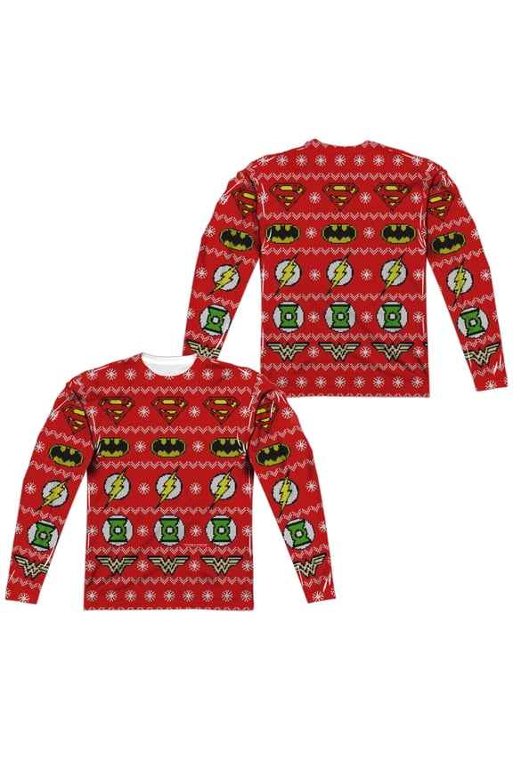 Jla - Sweater Of Justice (Front/Back Print) - Regular Fit Long Sleeve Shirt - XXX-Large