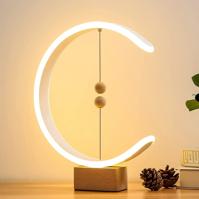 Lámpara equilibrada con base de madera tipo C lámpara de escritorio LED, lámpara de escritorio Maglev inteligente USB, luz de noche LED para lámpara de noche de dormitorio de oficina Vhermosa 40*31*8cm