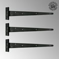 thumbnail image 2 of Renovators Supply Black T Strap Hinge Iron Light Duty 19" Vintage Door Hinge Authentic Rustic Powder Coat Cabinet Flush Hinges w/Antique Pyramid Head Screws Pack of 3, 2 of 8