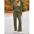 thumbnail image 4 of Womens 2 Piece Pajamas Outfits Crewneck Long Sleeve Pullover Tops Wide Leg Long Pants Casual Lounge Set, 4 of 5