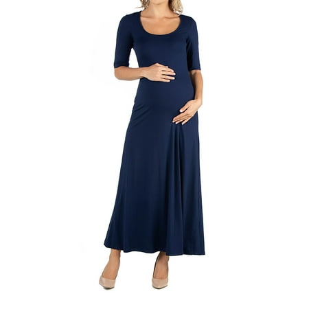 

24seven Comfort Apparel Casual Maternity Maxi Dress With Sleeves M011680 MADE IN THE USA