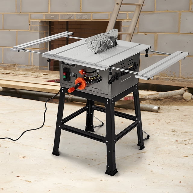 AKDSteel 10 Inch Table Saw, 15a Multifunctional Woodworking Saw With Stand And Push Stick, 5000rpm, Adjustable Blade Height