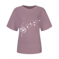 thumbnail image 4 of Women's Short Sleeve T-shirt Women'S Spring Round Neck Dandelion Printed Loose Casual Short Sleeved T Shirt,Red Women's Short sleeve T-shirt S, 4 of 5