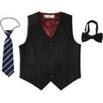 thumbnail image 6 of Yumcute 3 Piece Boys' Formal Suit Vest Set with Bowtie and Tie, 6 of 8