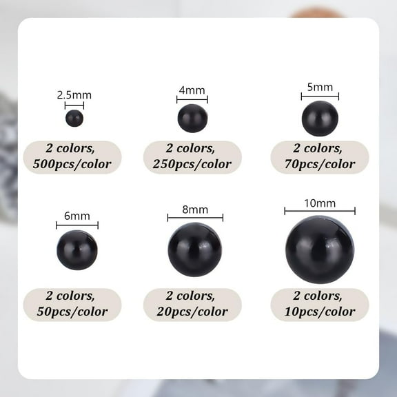 1800 pcs Craft No Holes Pearls 12 Styles 2.5/4/5/6/8/10mm Black & White Pearls for Crafting Undrilled Imitated Pearl Beads for Table Scatter Wedding Birthday Party Home Decoration