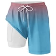 thumbnail image 3 of IWRICH Men's Big and Tall Swimming Trunks with Compression Liner 2 in 1 Swim Shorts with Pockets Blue XXXXXL, 3 of 4