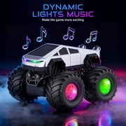 Redsmile Remote Control Car,2.4GHz Amphibious RC Cars,1:18 Waterproof Cyber Truck with LED Lights,360° Rotatable Monster Truck Toys