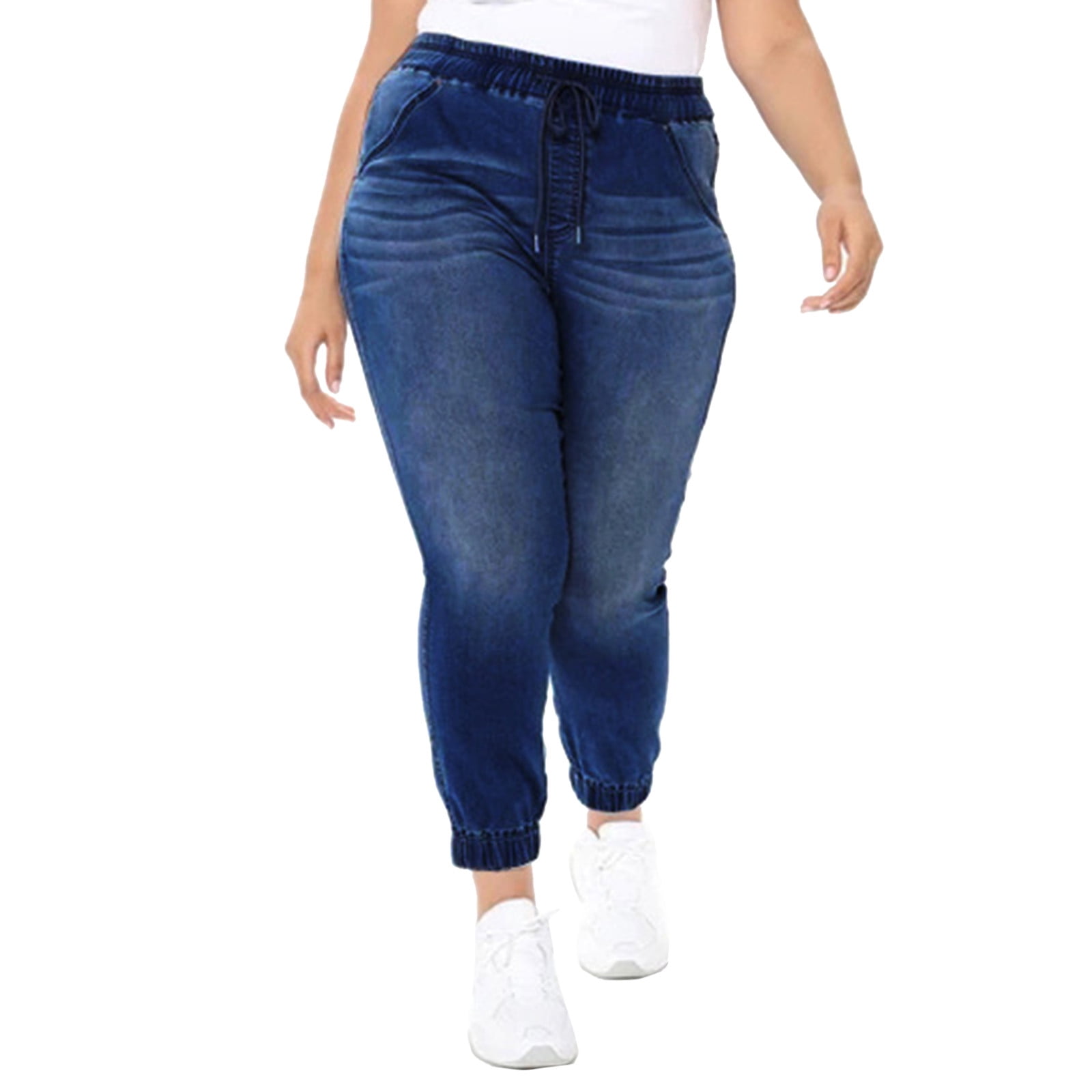 Jeans For Women Waist High Elasticity Thin Washed Trousers Four Seasons Small Feet Jeans - Walmart.com