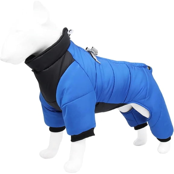 Small Dog Coat, Four Legged Dog Winter Snowsuit Warm Dog Fleece Jacket Puppy Coats with Harness Built in Full Body Dog Snow Jacket for Medium Small Dogs