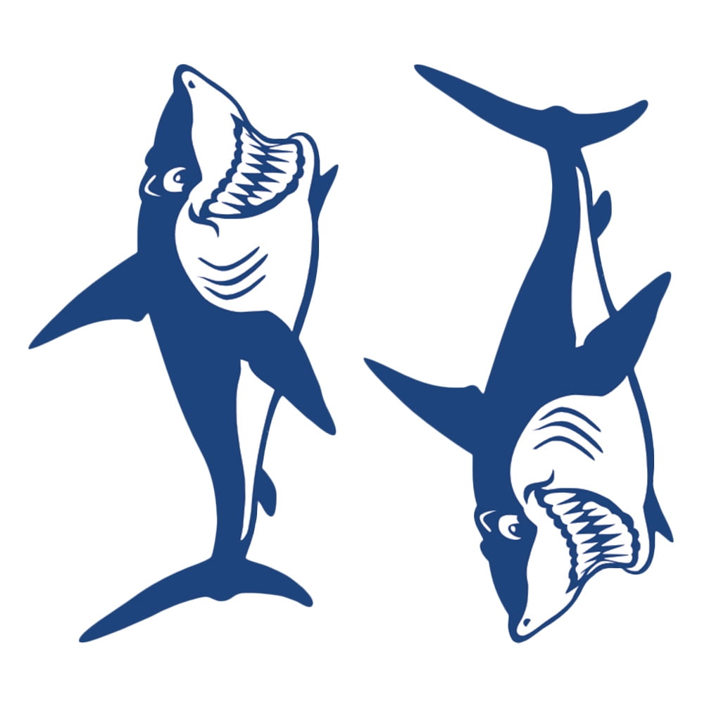2Pcs Blue Shark Vinyl Decals Stickers Kayak Canoe Fishing Boat Car Graphics 
