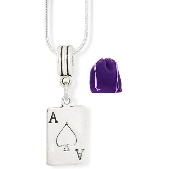 Ace of Spades Necklace | Pendant Gift for Women Men Jewelry Playing Card Poker and Game Accessories