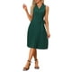 thumbnail image 1 of Vestido plisado INSPIRE CHIC sin mangas con escote en V y cinturón en la cintura, vestido midi A-line S verde oscuro, 1 of 5