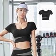 thumbnail image 4 of FLMEI Short Sleeve Croptops for Women Tummy Cross Running Yoga Shirts Womens Workout Fits Snugly Tank Tops S-XXL, 4 of 9