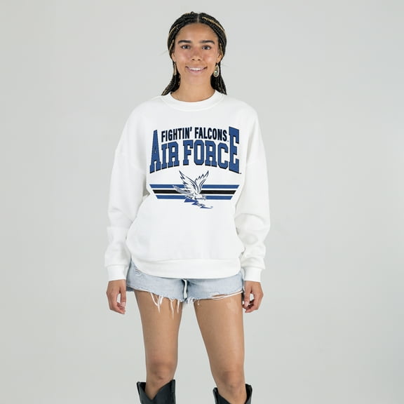 Women's Gameday Couture White Air Force Falcons Oversized Premium Fleece Sweatshirt