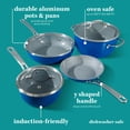 thumbnail image 3 of Sur La Table Kitchen Essentials - Juego de ollas y sartenes de aluminio forjado antiadherentes con interior de cerámica de titanio sin PFA, 10 piezas, color azul, compatibles con inducción, 3 of 5