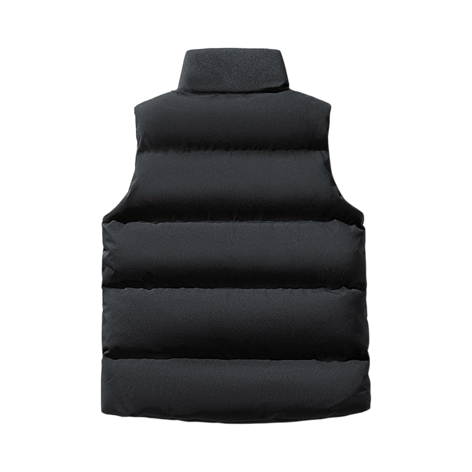 Men's Puffer Vest Outerwear Sleeveless Zip Up Vest Quilted Down Waterproof Windproof Jacket Stand Collar Outerwear Warm Winter Casual Outerwear for Travel Running Outdoor,Black 2XL