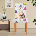 thumbnail image 4 of Yayeee 4 Pack Dining Chair Covers Stretch Parson Chairs Slipcovers Seat Protector, Pink Simple Shapes, 4 of 6