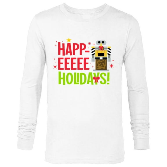 Disney and Pixar WALL-E Nutcracker Happ-EEEEE Happy Holidays - Long Sleeve T-Shirt for Men - Customized-White