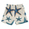 thumbnail image 2 of Blue Starfishes on Beige Background Swim Trunks Board Shorts Beach Pants Bathing Bottoms 2T, 2 of 8