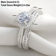 thumbnail image 3 of Newshe Wedding Rings for Women Engagement Ring Set 925 Sterling Silver 2.4Ct Round White AAAAA Cz Size 6, 3 of 7
