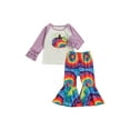 thumbnail image 2 of FOCUSNORM Girls Clothes Set Pullover + Tie-dyed Printed Pattern Flared Pants, 2 of 6