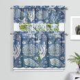 thumbnail image 2 of Kitchen Curtains 36 Inch Short - 3 Panel Set, Nautical Starfish Beach Seashell Mermaid Theme, Rod Pocket Window Curtain for Tropical Farmhouse, Easy Wash, 2 of 6