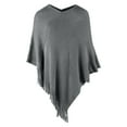 thumbnail image 6 of Hauaitttt Women Poncho Sweater V Neck Solid Knit Pullover Cape Lightweight Shawl Elegant Wrap with Fringes for Women Womens Dress Jackets for Evening Wear Girls Shawl Wool Scarf Shawl with Hood, 6 of 7
