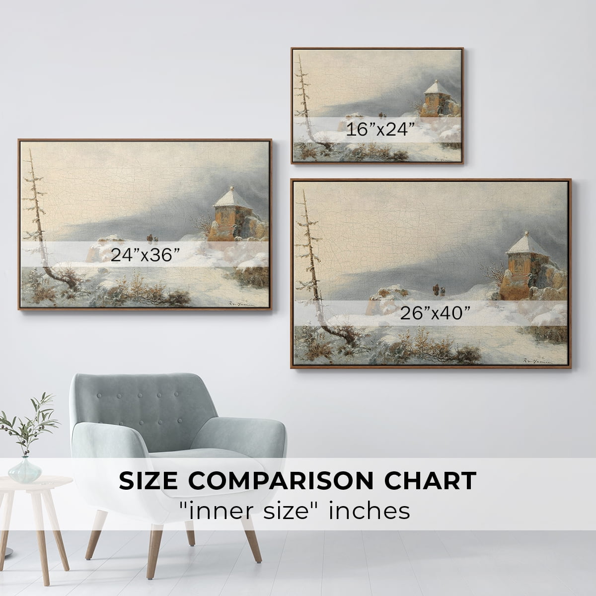 Vintage Landscape-CDIII By Wexford Home Framed in Walnut Wood Gallery Wrapped Canvas 27 in. x 41 in.