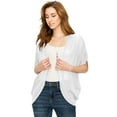 thumbnail image 3 of Made by Johnny Women's Short Sleeve Open-Front Batwing Cardigan M WHITE, 3 of 6