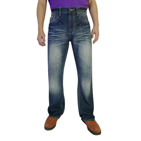 Flypaper Men's Bootcut Fit Fashion Denim Jeans Medium Blue Sandblasted