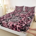 thumbnail image 3 of Manfei Cheetah Leopard Print 3pcs Twin Sheet Sets for Female Girls,Animal Print Patchwork Twin Fitted Sheet,Black Pink Breathable Flat Sheet,Super Cozy Room Decor, 3 of 7