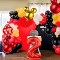 6 Pcs Mouse 2nd Birthday Decorations, 40 Inch Red Number 2 Aluminum ...