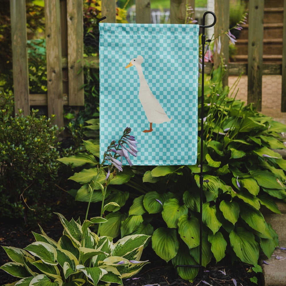 Caroline's Treasures BB8033GF Bali Duck Blue Check Flag Garden Size , Small, multicolor