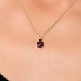 thumbnail image 3 of Gem Stone King 14K Yellow Gold Red Rhodolite Garnet and Black Diamond Pendant Necklace for Women | 1.02 Cttw | Gemstone January Birthstone | Round 6MM | With 18 inch Chain, 3 of 6