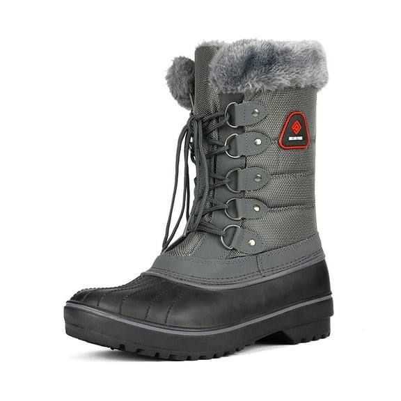 DREAM PAIRS Women Winter Mid Calf insulation Waterproof Faux Fur Snow Boots Grey Size 11
