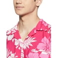 thumbnail image 3 of Stylore Hawaiian Shirt for Men Short-Sleeve Button-Down Shadow Hibiscus Pink White Large, 3 of 6