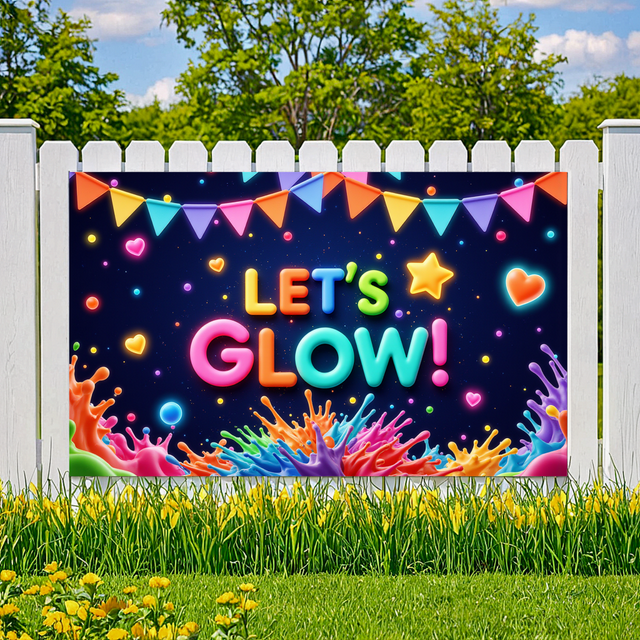 Neon Design Glow Banner Colorful Decoration Let's Glow Festival Sign for Party Celebration Event