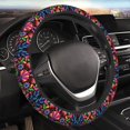 thumbnail image 5 of Logiee Colorful Floral Embroidery Mexican Print Breathable Elastic Steering Wheel Cover, Non-Slip Stretch Steering Wheel Protector,Universal 15 Inch Fit Auto, Suvs, Truck, 5 of 6