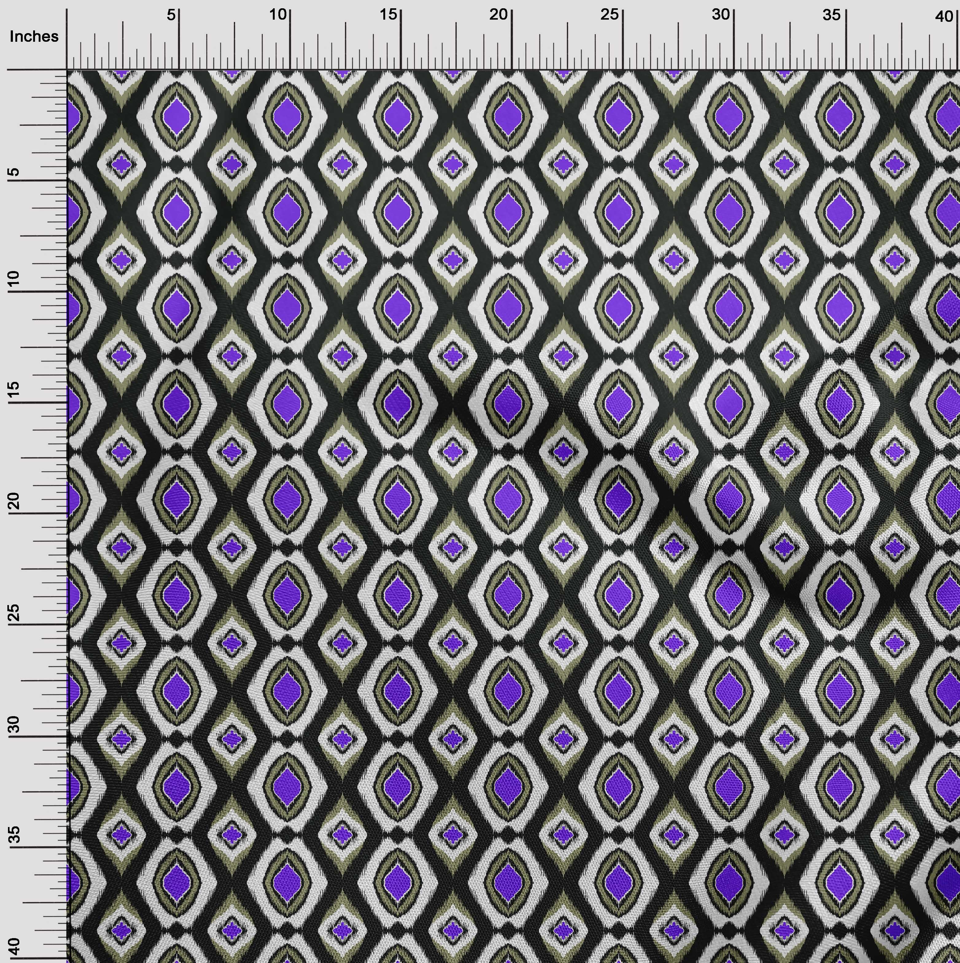 oneOone Georgette Viscose Purple Fabric Asian Ikat Fabric For Sewing Printed Craft Fabric By The Yard 42 Inch Wide