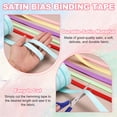 thumbnail image 4 of Cinta de sesgo de doble pliegue Uxcell para coser, 3/4 Pulgada x 25 Yardas, cinta de satén para unión, costura, dobladillo, piping, manualidades DIY, Beige Blanco, 4 of 7